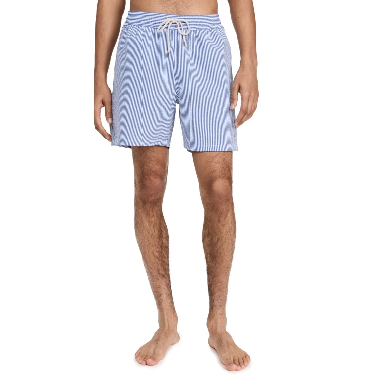 Polo Ralph Lauren Traveler Seersucker Swim Trunks 6 Cruise Royal Seersucker XS