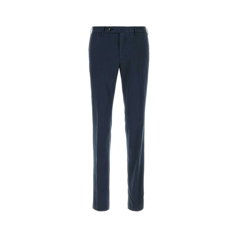 Pt Torino Navy Blue Stretch Cotton Blend Silkochino Pant Y372 Pantaloni - Men