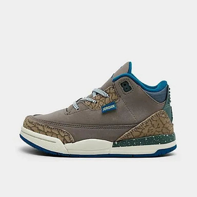 Jordan Kids Toddler Air Retro 3 Basketball Shoes in Olive Grey/Green Abyss/Khaki Size: 4.0