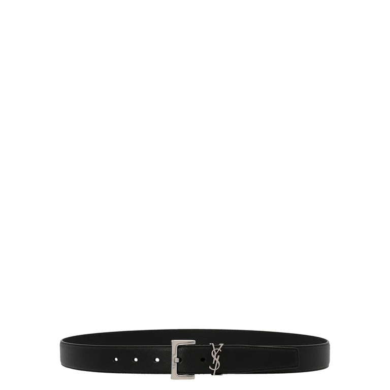 Saint Laurent Black Calfskin Regular Belt - Men