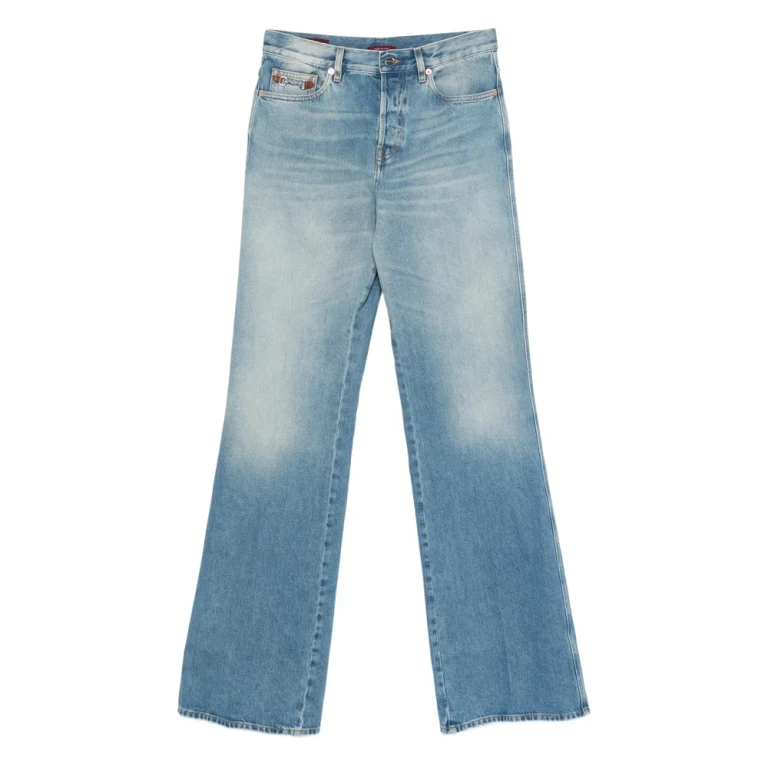 Cotton denim flare pants
