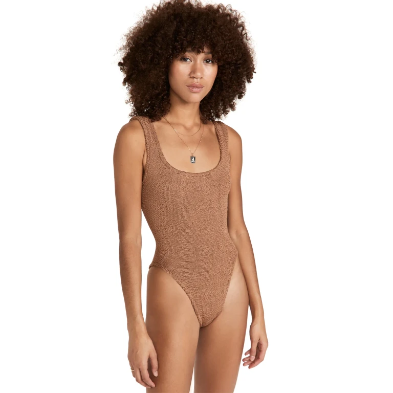 Hunza G Classic Square 连体泳衣 Metallic Cocoa