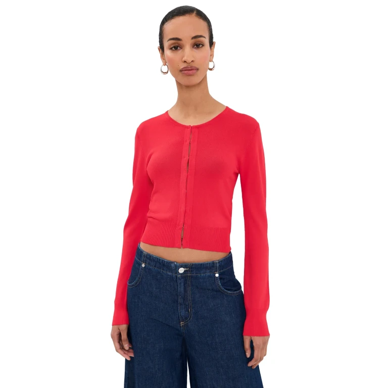 Brandon Maxwell The Ellery Viscose Shrunken Cardi Red L