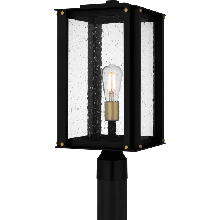 Matte Black One Light Outdoor Post Mount from the Robbins Collection