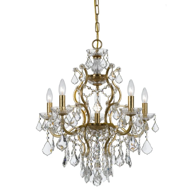 Filmore 6-Light 25" Modern Chandelier in Antique Gold with Clear Swarovski Strass Crystals