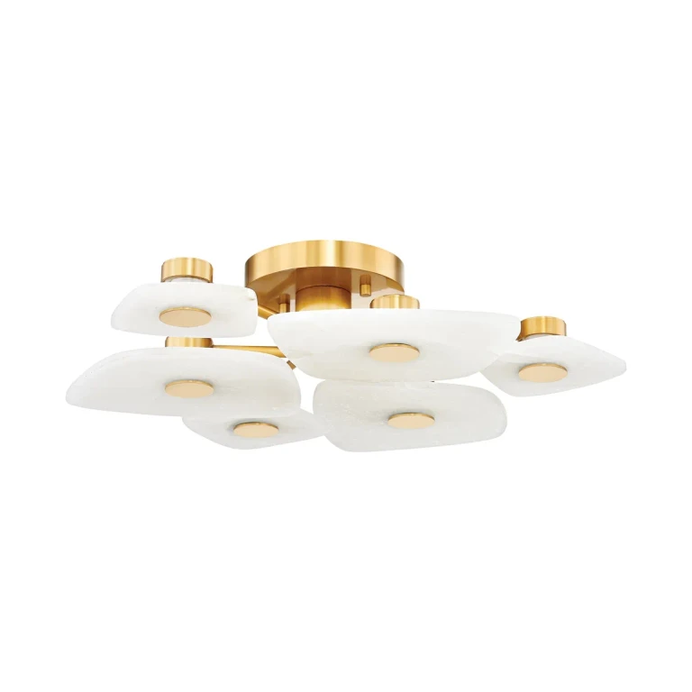 Aged Brass LED Semi Flush Mount from the Holmdel Collection