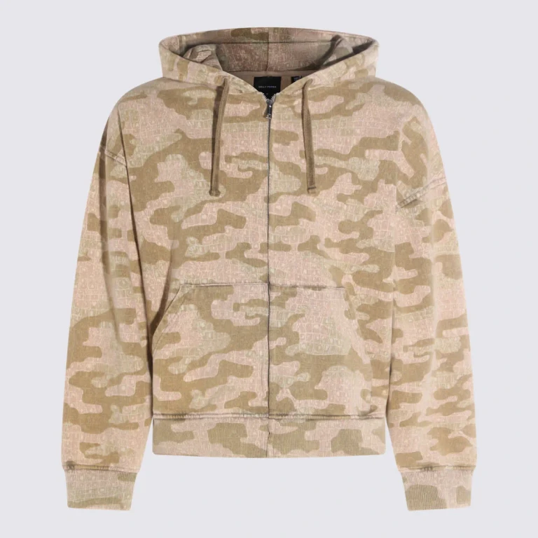 Camouflage Cotton Zip-Up Hoodie with Dropped Shoulders (2610016839)