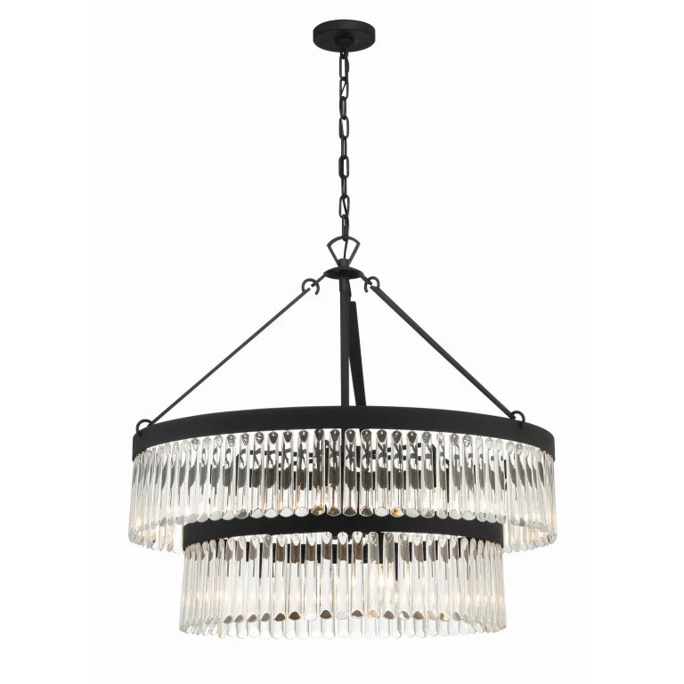 Black Forged Nine Light Chandelier from the Emory Collection
