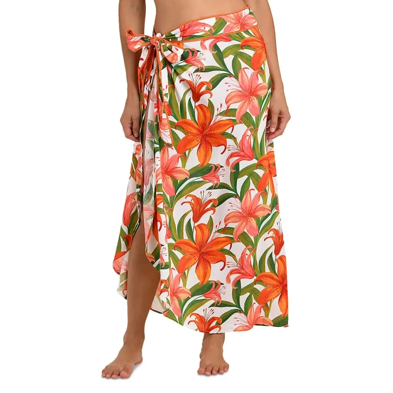 La Blanca Jungle Blossoms Tie Wrap Skirt Swim Cover-Up