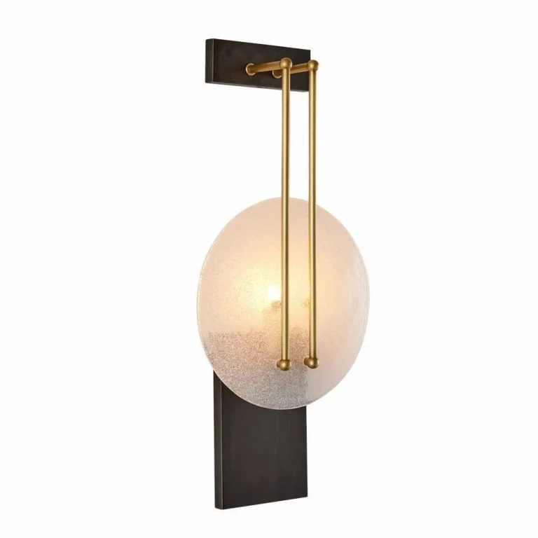 Clear Seedy Antique Brass Bronze Wall Sconce from the Clover Collection
