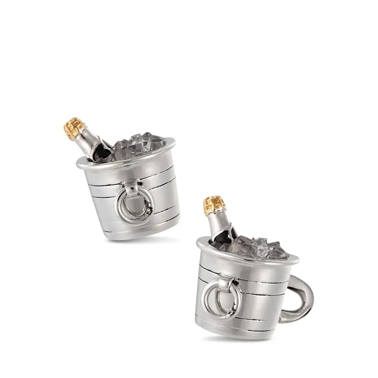 Sterling Silver Champagne Bucket Cufflinks