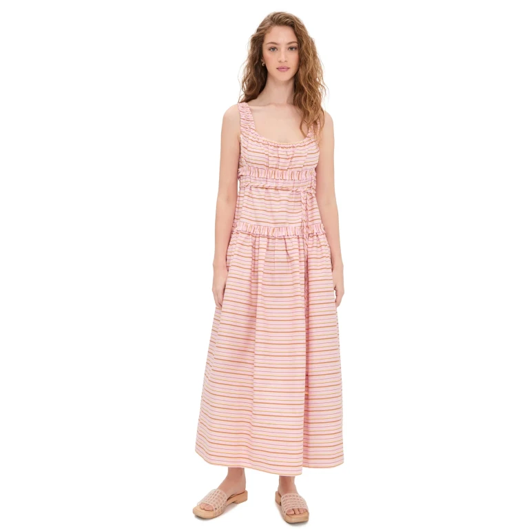 Lee Mathews Marie Dress Pink Stripe 2