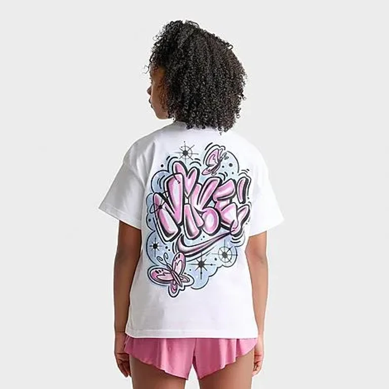 Nike Girls' Big Kids Sportswear Doodle T-Shirt in White Size: XS