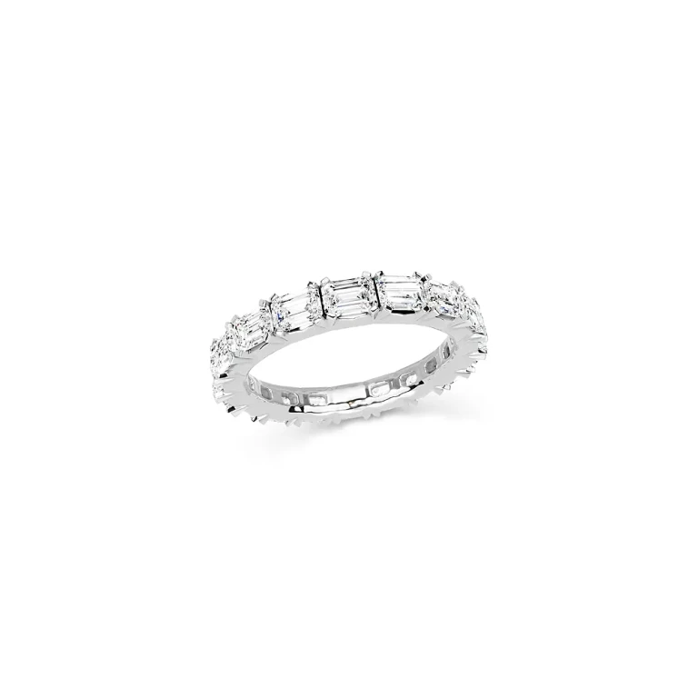 Diamond Emerald Cut Eternity Diamond Band in 14K White Gold, 3.0 tcw