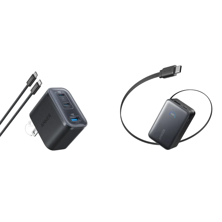 Nano Charger (70W, 3 Ports) and Anker Nano Power Bank (10K, 45W, Built-In Retractable USB-C Cable)