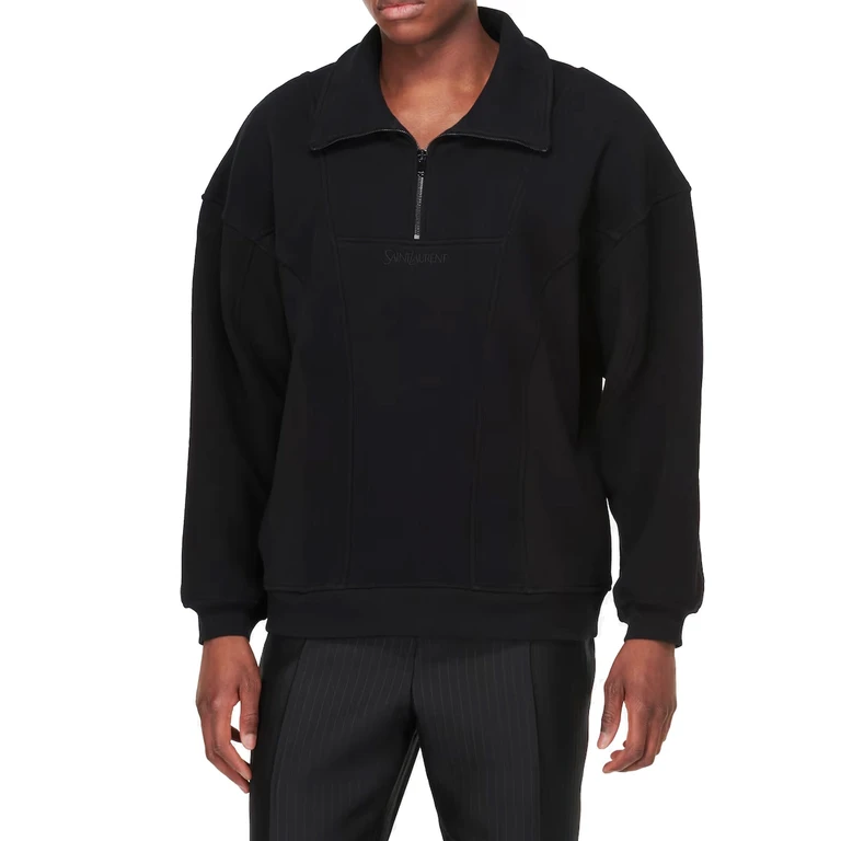 Saint Laurent Cotton Fleece Sweatshirt Black - Men