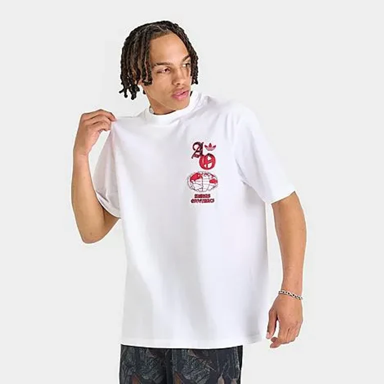 adidas Men's Originals World Stack T-Shirt in White Size: Small