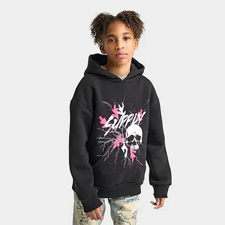 Supply & Demand Big Kids Bozer Pullover Hoodie in Black Size: Small