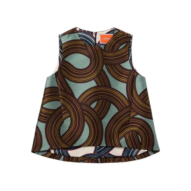 LA DOUBLEJ La Scala Sleeveless Top in Printed Crêpe (TOP0016JCQ097MTC02BU13)