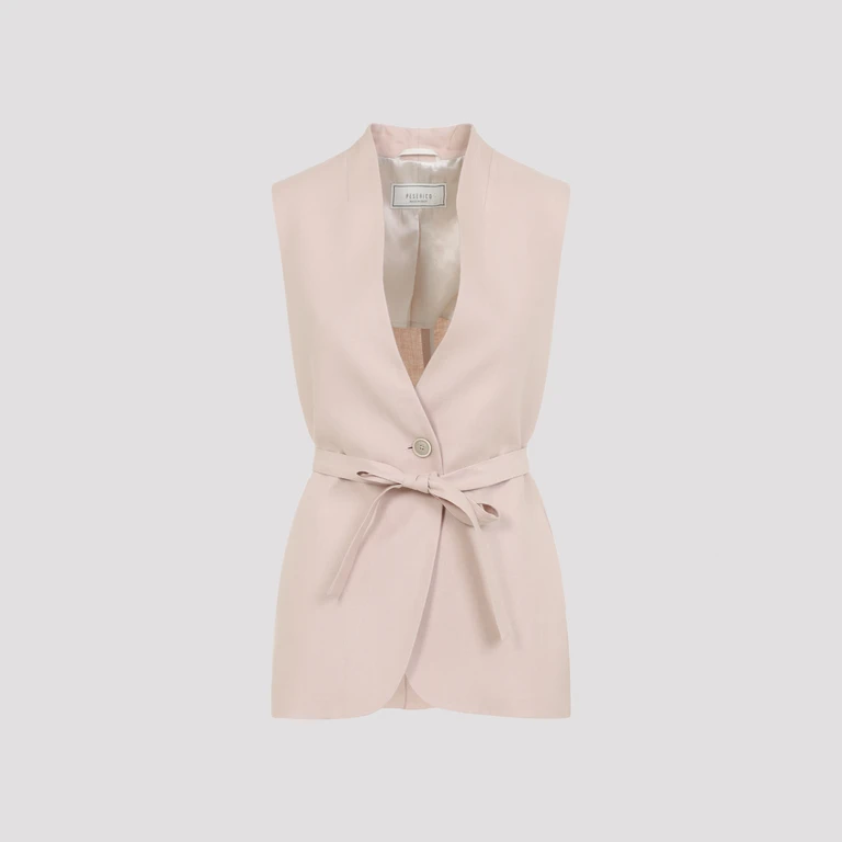 Peserico Linen Gilet Nude & Neutrals - Women