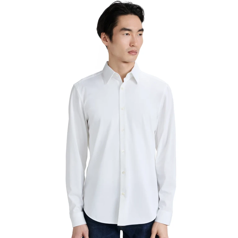 Theory sylvain White Shirt With Pointed Collar In Cotton Blend Man