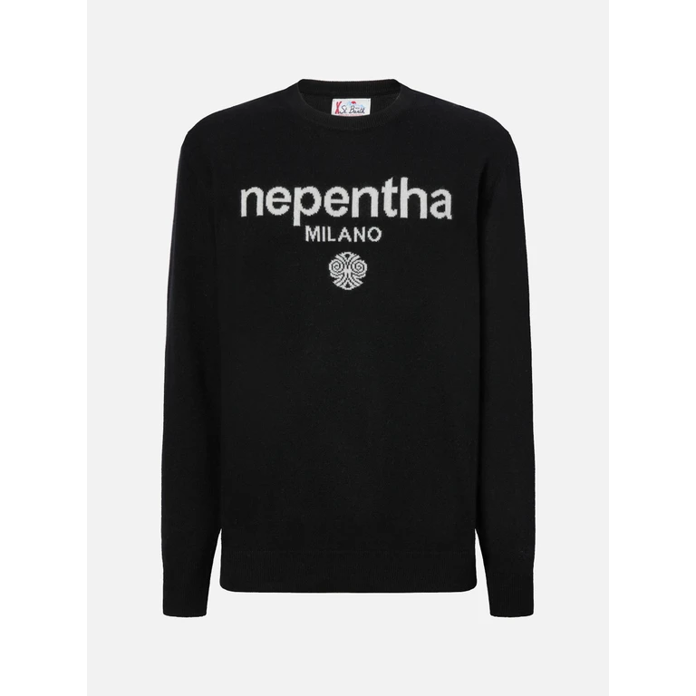 Mc2 Saint Barth Heron Light Crewneck With Nepentha Jacquard Special Edition Black - Men