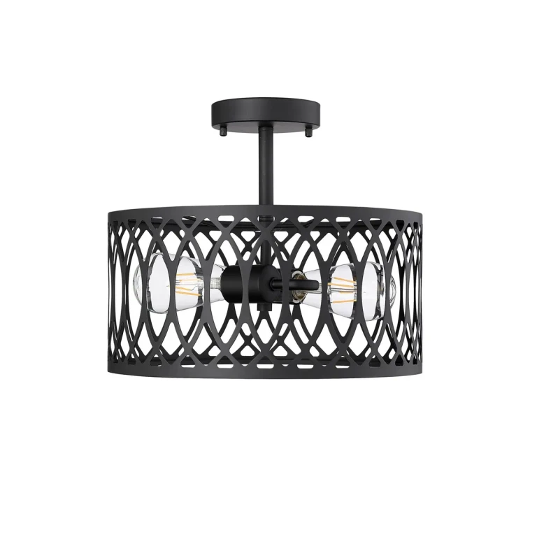 Matte Black Two Light Semi-Flush Mount from the Arelyn Collection