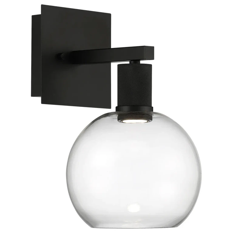 Matte Black LED Wall Sconce from the Port Nine Burgundy Collection