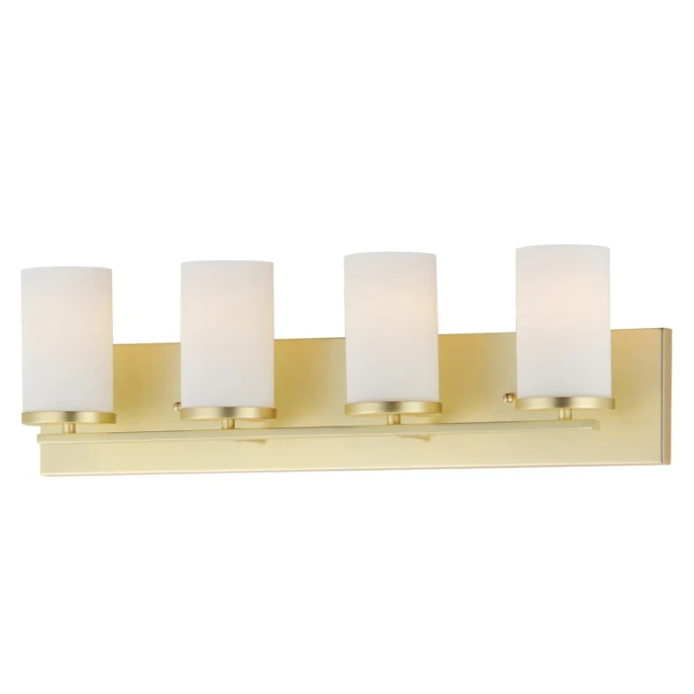 Satin Brass Four Light Bath Vanity from the Lateral Collection