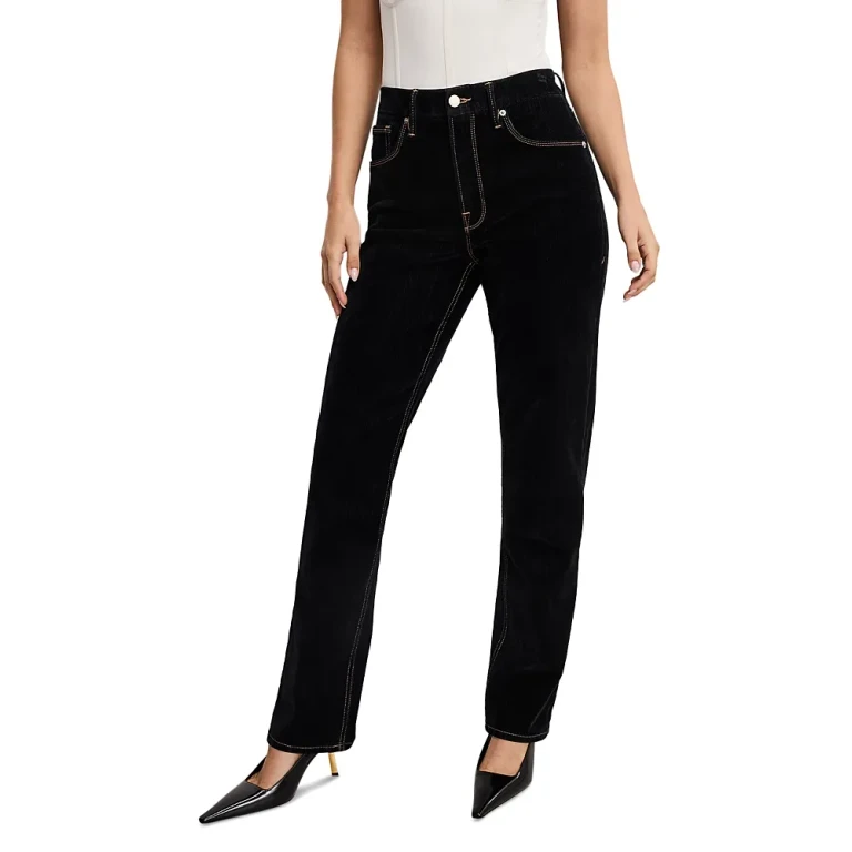 Good American Good Icon Straight Velvet Denim Jeans in Indigo939