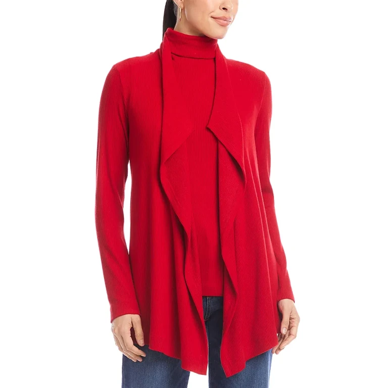 Karen Kane Ribbed Drape Front Cardigan