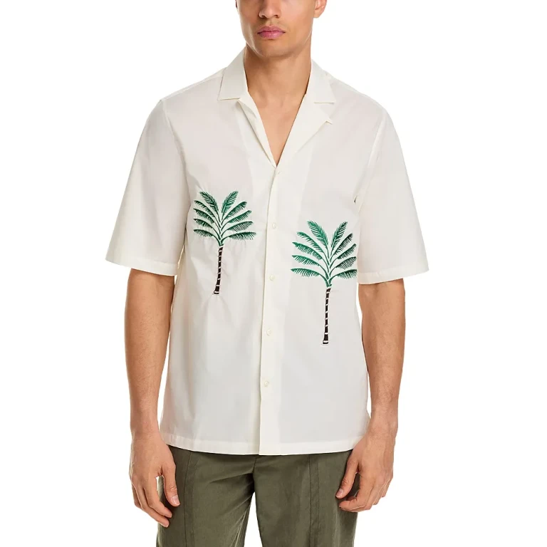Officine Generale Short Sleeve Palm Tree Camp Shirt
