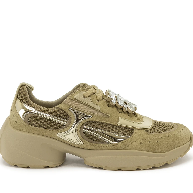 Roger Vivier Flat shoes Khaki Gold Suede - Women