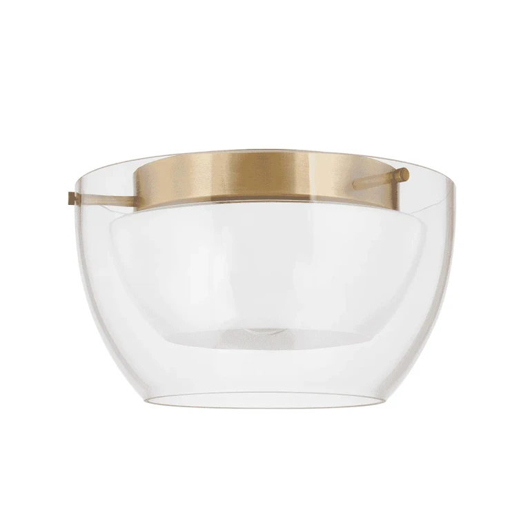 Patina Brass One Light Flush Mount from the Dutton Collection