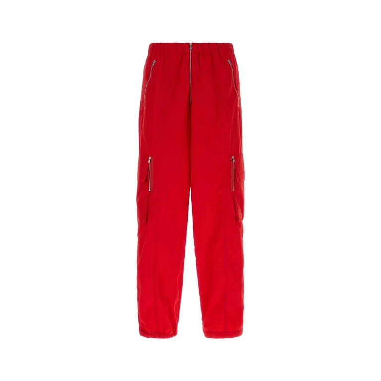 Fendi Red Nylon Joggers Ortensia Exterior: Pantaloni - Men