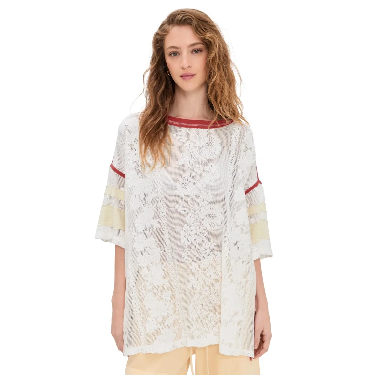 Free People Best Match Tee Clean Ivory Combo M