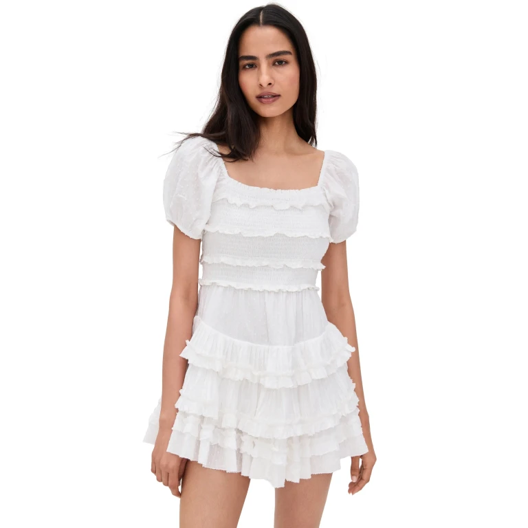 LoveShackFancy Fellows Dress Optic White S