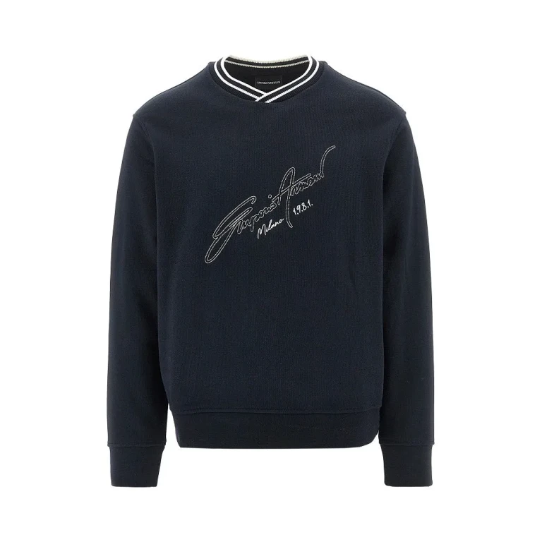 EMPORIO ARMANI Logo embroidery crewneck sweatshirt Man M