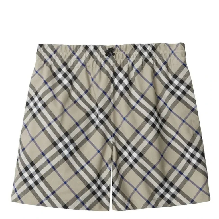 Burberry Equestrian Knight Check Cotton Shorts