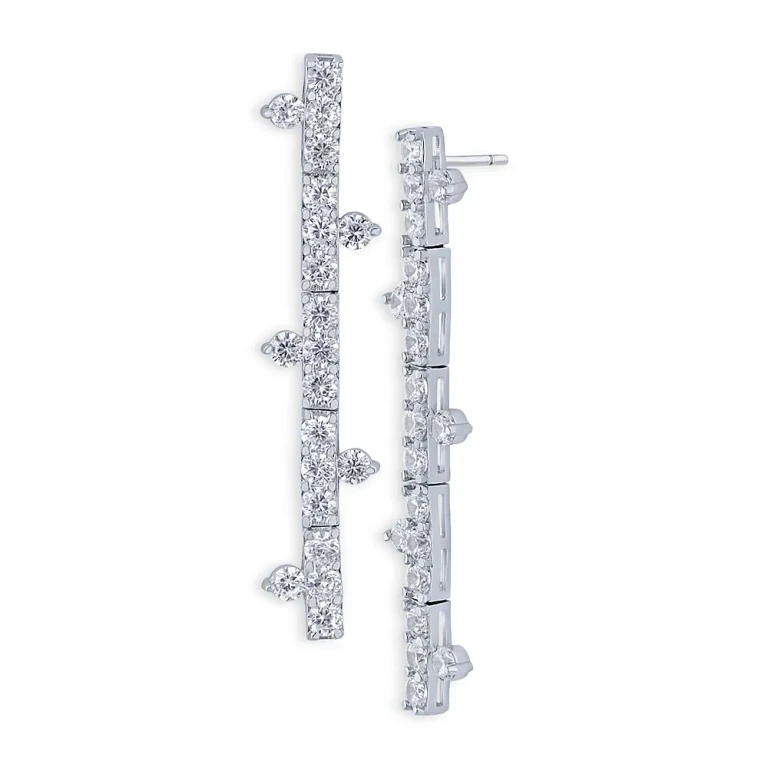 Kenneth Jay Lane Cubic Zirconia Bar Linear Drop Earrings
