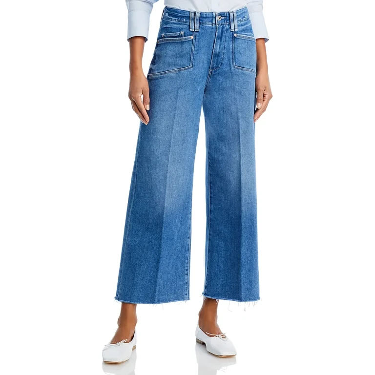Paige Anessa High Rise Wide Leg Ankle Jeans in Sunny