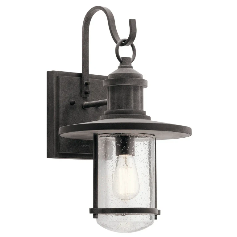 Weathered Zinc One Light Outdoor Wall Mount from the Riverwood Collection