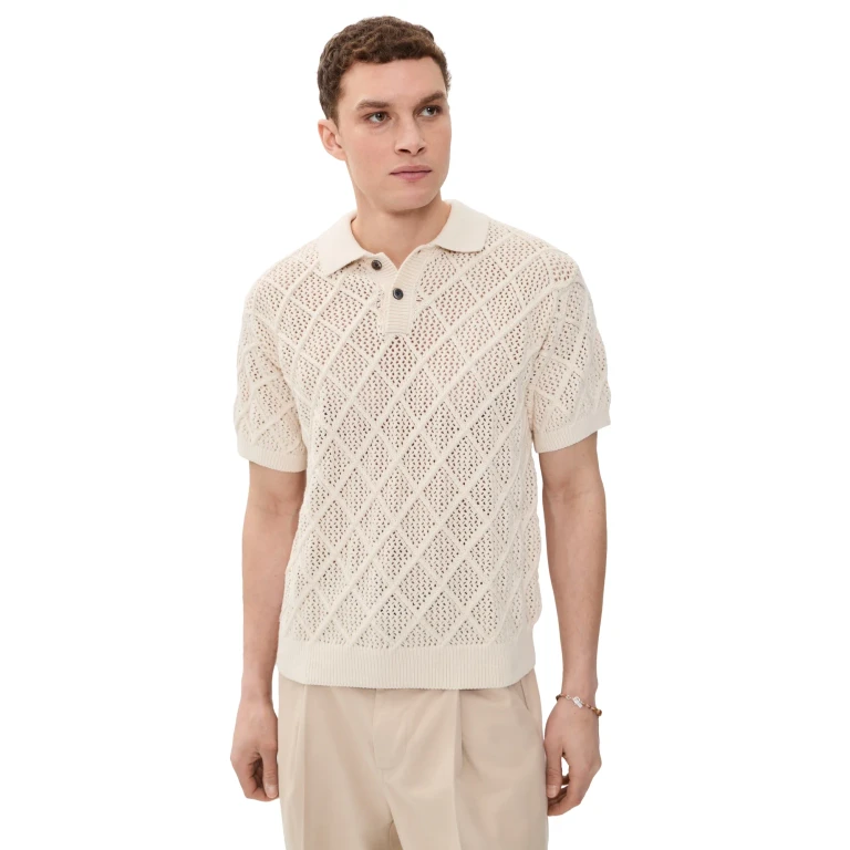 Obey Short Sleeve Chunky Polo Sweater Birch S
