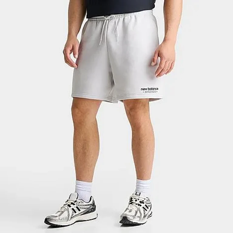 New Balance Men's Athletics Fleece Shorts in Light Grey/Back Size: Small