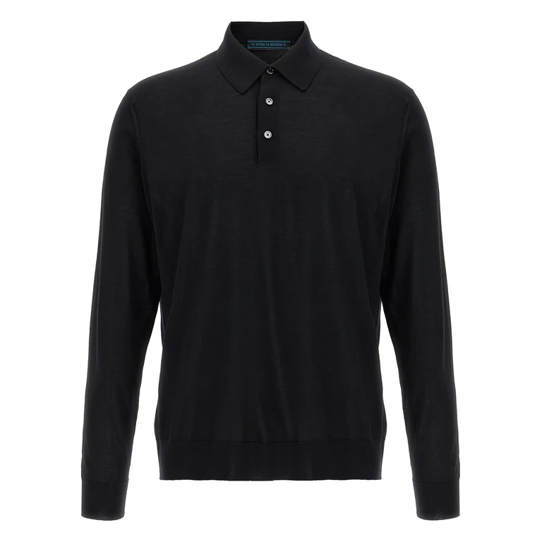 Kiton Black Wool Polo Shirt - Men