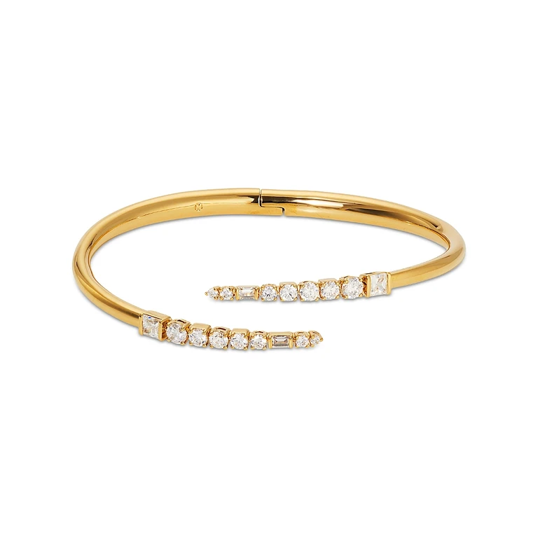 Nadri Cubic Zirconia Bypass Bangle Bracelet in 18K Gold Plated