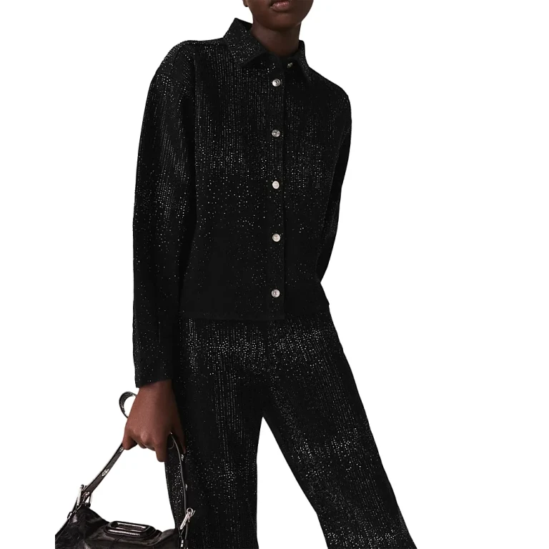 Maje Embellished Denim Shirt