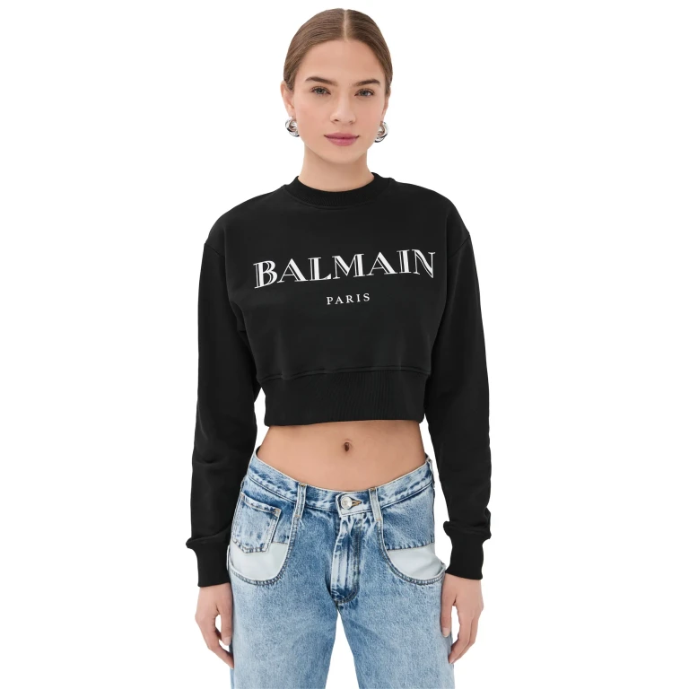 Balmain Balmain Vintage Print Crew Neck Sweatshirt Noir/Blanc XS