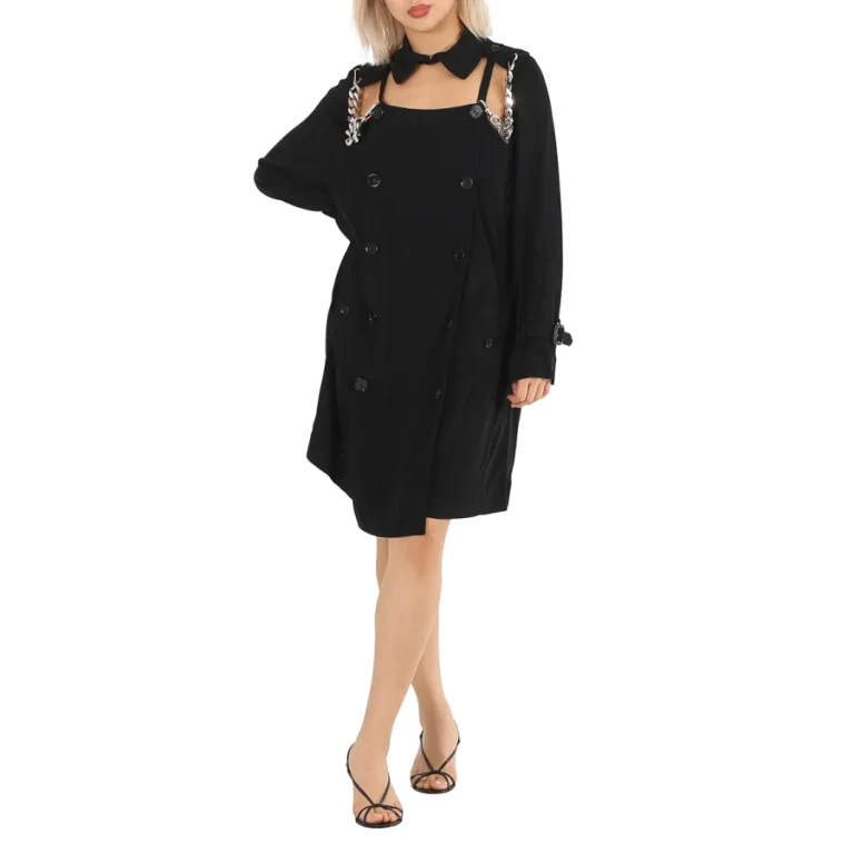 Burberry Black Deconstructed Crepe Trench Coat Dress