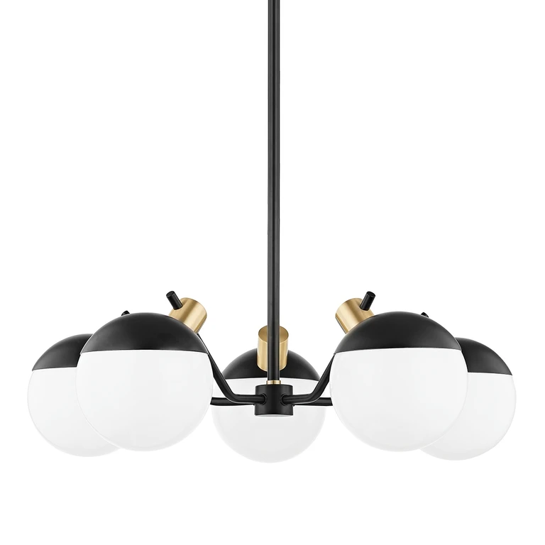 Miranda 5-Light LED Chandelier in Aged Brass with Soft Black